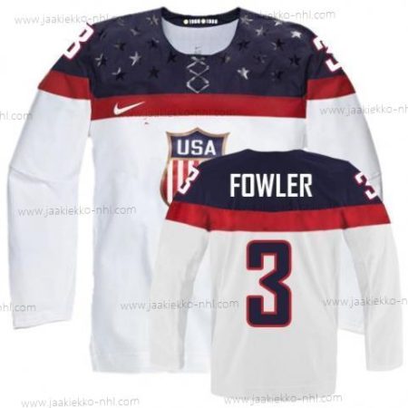 Nike Miesten 2014 Olympics USA #3 Cam Fowler Valkoinen Paita