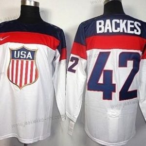 Nike Miesten 2014 Olympics USA #42 David Backes Valkoinen Paita