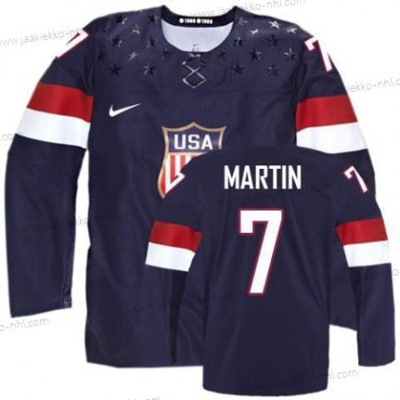 Nike Miesten 2014 Olympics USA #7 Paul Martin Laivastonsininen Sininen Paita