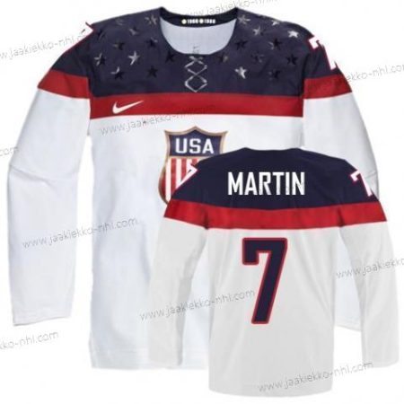 Nike Miesten 2014 Olympics USA #7 Paul Martin Valkoinen Paita