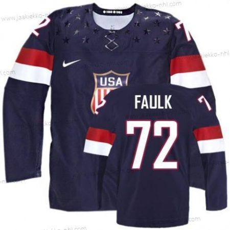 Nike Miesten 2014 Olympics USA #72 Justin Faulk Laivastonsininen Sininen Paita