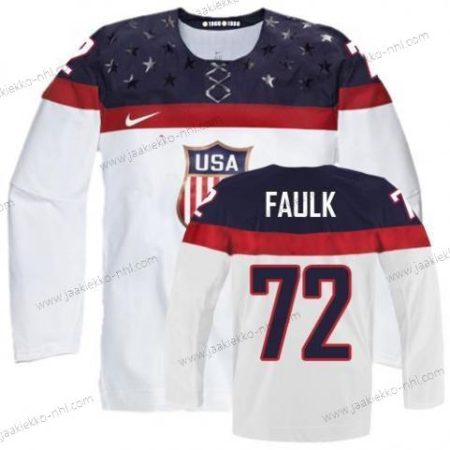 Nike Miesten 2014 Olympics USA #72 Justin Faulk Valkoinen Paita