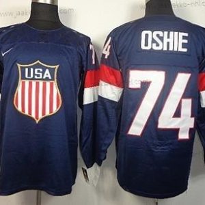 Nike Miesten 2014 Olympics USA #74 T. J. Oshie Laivastonsininen Sininen Paita