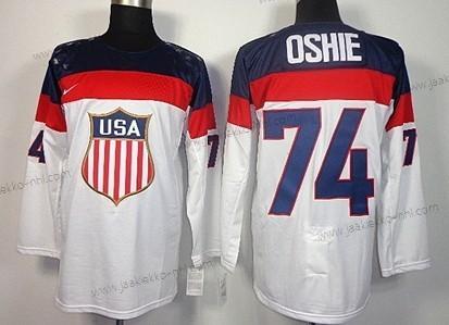 Nike Miesten 2014 Olympics USA #74 T. J. Oshie Valkoinen Paita