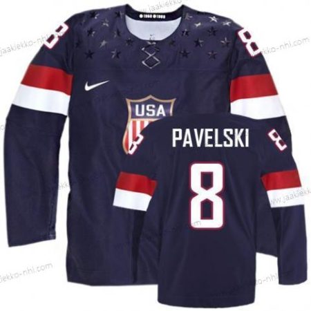 Nike Miesten 2014 Olympics USA #8 Joe Pavelski Laivastonsininen Sininen Paita