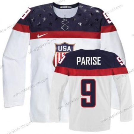 Nike Miesten 2014 Olympics USA #9 Zach Parise Valkoinen Paita