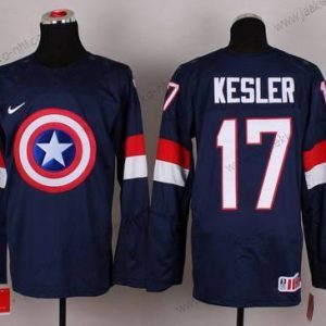 Nike Miesten 2015 USA maajoukkue #17 Ryan Kesler Captain Amerikka Laivastonsininen Sininen Paita