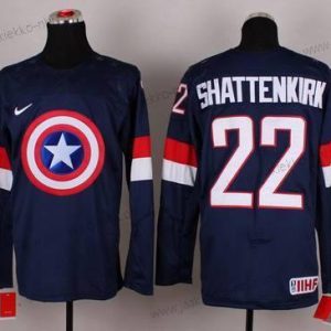 Nike Miesten 2015 USA maajoukkue #22 Kevin Shattenkirk Captain Amerikka Laivastonsininen Sininen Paita