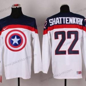 Nike Miesten 2015 USA maajoukkue #22 Kevin Shattenkirk Captain Amerikka Valkoinen Paita