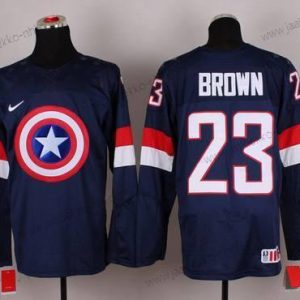 Nike Miesten 2015 USA maajoukkue #23 Dustin Brown Captain Amerikka Laivastonsininen Sininen Paita