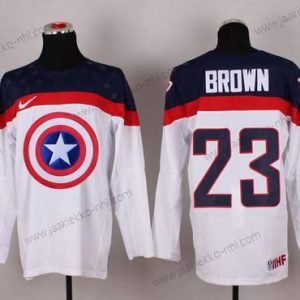 Nike Miesten 2015 USA maajoukkue #23 Dustin Brown Captain Amerikka Valkoinen Paita