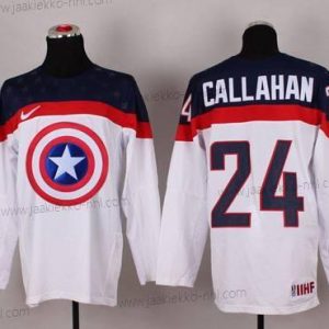 Nike Miesten 2015 USA maajoukkue #24 Ryan Callahan Captain Amerikka Valkoinen Paita