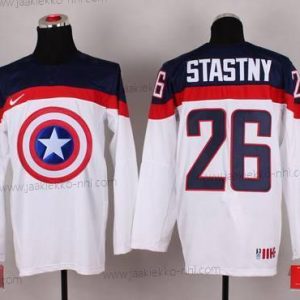 Nike Miesten 2015 USA maajoukkue #26 Paul Stastny Captain Amerikka Valkoinen Paita