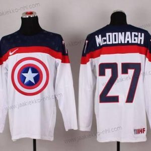 Nike Miesten 2015 USA maajoukkue #27 Ryan Mcdonagh Captain Amerikka Valkoinen Paita