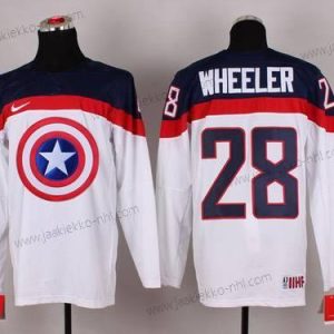 Nike Miesten 2015 USA maajoukkue #28 Blake Wheeler Captain Amerikka Valkoinen Paita