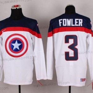 Nike Miesten 2015 USA maajoukkue #3 Cam Fowler Captain Amerikka Valkoinen Paita