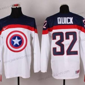 Nike Miesten 2015 USA maajoukkue #32 Jonathan Quick Captain Amerikka Valkoinen Paita