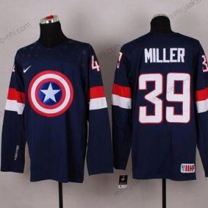 Nike Miesten 2015 USA maajoukkue #39 Ryan Miller Captain Amerikka Laivastonsininen Sininen Paita