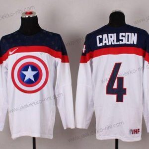 Nike Miesten 2015 USA maajoukkue #4 John Carlson Captain Amerikka Valkoinen Paita