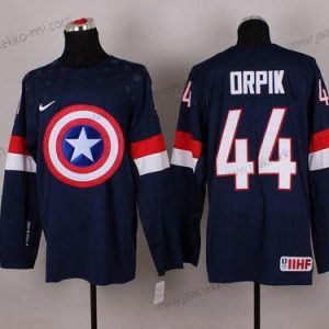 Nike Miesten 2015 USA maajoukkue #44 Brooks Orpik Captain Amerikka Laivastonsininen Sininen Paita