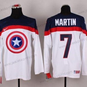 Nike Miesten 2015 USA maajoukkue #7 Paul Martin Captain Amerikka Valkoinen Paita