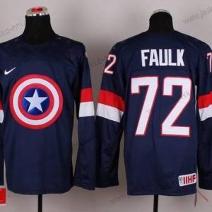 Nike Miesten 2015 USA maajoukkue #72 Justin Faulk Captain Amerikka Laivastonsininen Sininen Paita