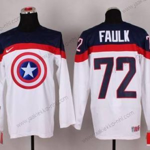 Nike Miesten 2015 USA maajoukkue #72 Justin Faulk Captain Amerikka Valkoinen Paita