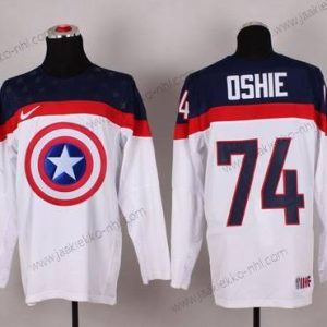 Nike Miesten 2015 USA maajoukkue #74 T. J. Oshie Captain Amerikka Valkoinen Paita