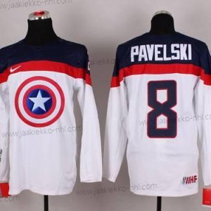 Nike Miesten 2015 USA maajoukkue #8 Joe Pavelski Captain Amerikka Valkoinen Paita