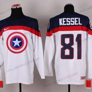 Nike Miesten 2015 USA maajoukkue #81 Phil Kessel Captain Amerikka Valkoinen Paita