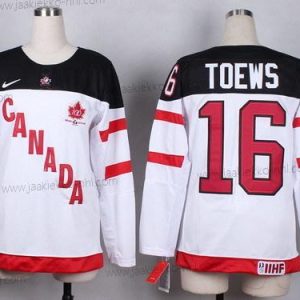 Nike Naisten 2014/15 Kanadan maajoukkue #16 Jonathan Toews Valkoinen 100th Paita