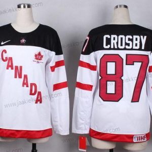 Nike Naisten 2014/15 Kanadan maajoukkue #87 Sidney Crosby Valkoinen 100th Paita