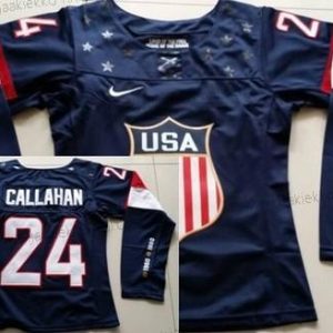 Nike Naisten 2014 Olympics USA #24 Ryan Callahan Laivastonsininen Sininen Paita