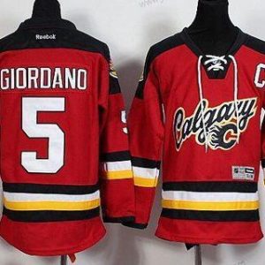 Nuoret Calgary Flames #5 Mark Giordano Punainen Premier Vaihtopaita Jääkiekko Paita