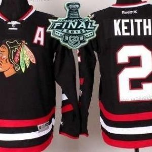 Nuoret Chicago Blackhawks #2 Duncan Keith 2015 Stanley Cup 2014 Stadium Series Musta Paita