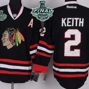 Nuoret Chicago Blackhawks #2 Duncan Keith 2015 Stanley Cup Musta Paita