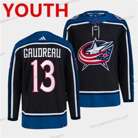 Nuoret Columbus Blue Jackets #13 Johnny Gaudreau Laivastonsininen 2022 Käänteinen Retro Ommeltu Paita