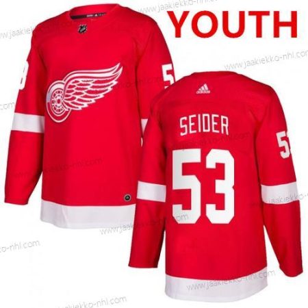 Nuoret Detroit Red Wings #53 Moritz Seider Punainen Kotiottelupaita Jääkiekko Ommeltu NHL Paita