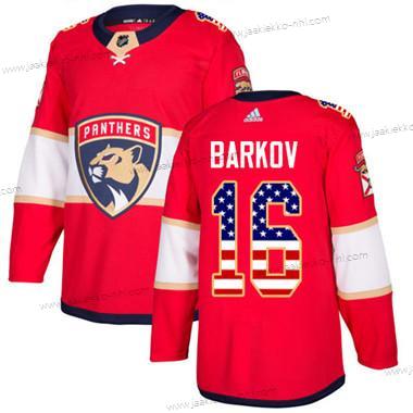 Nuoret Florida Panthers #16 Aleksander Barkov Punainen Kotiottelupaita Aito USA Flag Ommeltu NHL Paita