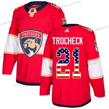 Nuoret Florida Panthers #21 Vincent Trocheck Punainen Kotiottelupaita Aito USA Flag Ommeltu NHL Paita