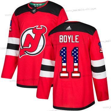 Nuoret New Jersey Devils #11 Brian Boyle Punainen Kotiottelupaita Aito USA Flag Ommeltu NHL Paita