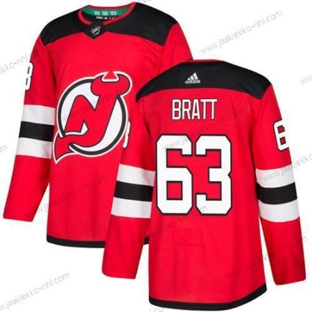 Nuoret New Jersey Devils #63 Jesper Bratt Punainen Kotiottelupaita Aito Ommeltu NHL Paita