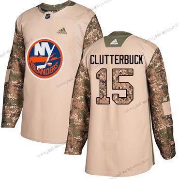 Nuoret New York Islanders #15 Cal Clutterbuck Maastokuvio Aito 2017 Veterans Day Ommeltu NHL Paita