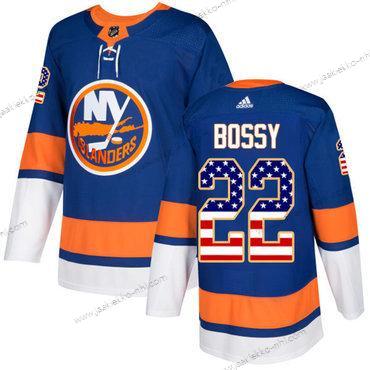 Nuoret New York Islanders #22 Mike Bossy Royal Sininen Kotiottelupaita Aito USA Flag Ommeltu NHL Paita