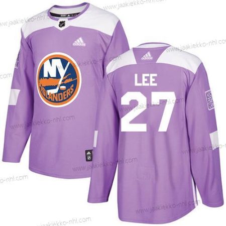 Nuoret New York Islanders #27 Anders Lee Violetti Aito Taistelee syöpää vastaan Ommeltu NHL Paita