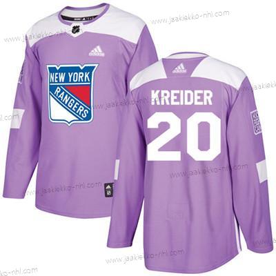 Nuoret New York Rangers #20 Chris Kreider Violetti Aito Taistelee syöpää vastaan Ommeltu NHL Paita