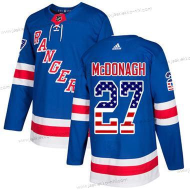 Nuoret New York Rangers #27 Ryan Mcdonagh Royal Sininen Kotiottelupaita Aito USA Flag Ommeltu NHL Paita