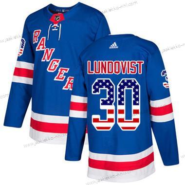 Nuoret New York Rangers #30 Henrik Lundqvist Royal Sininen Kotiottelupaita Aito USA Flag Ommeltu NHL Paita