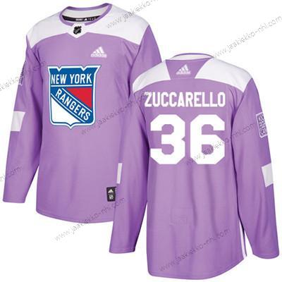 Nuoret New York Rangers #36 Mats Zuccarello Violetti Aito Taistelee syöpää vastaan Ommeltu NHL Paita