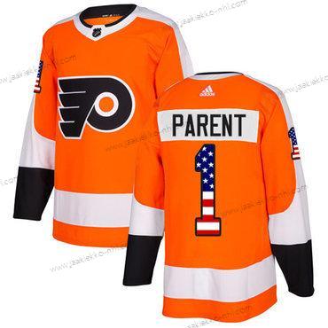 Nuoret Philadelphia Flyers #1 Bernie Parent Oranssi Kotiottelupaita Aito USA Flag Ommeltu NHL Paita